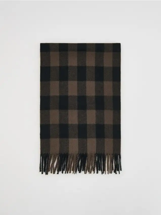 Sciarpa a quadri con frange Colore marrone scuro