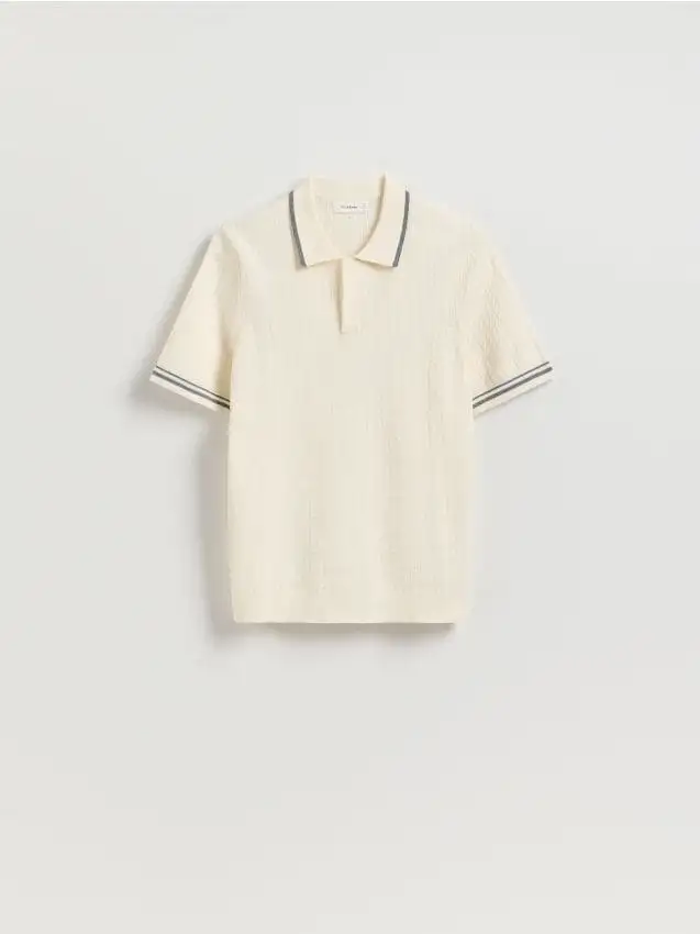 Maglione a polo con cotone Colore panna