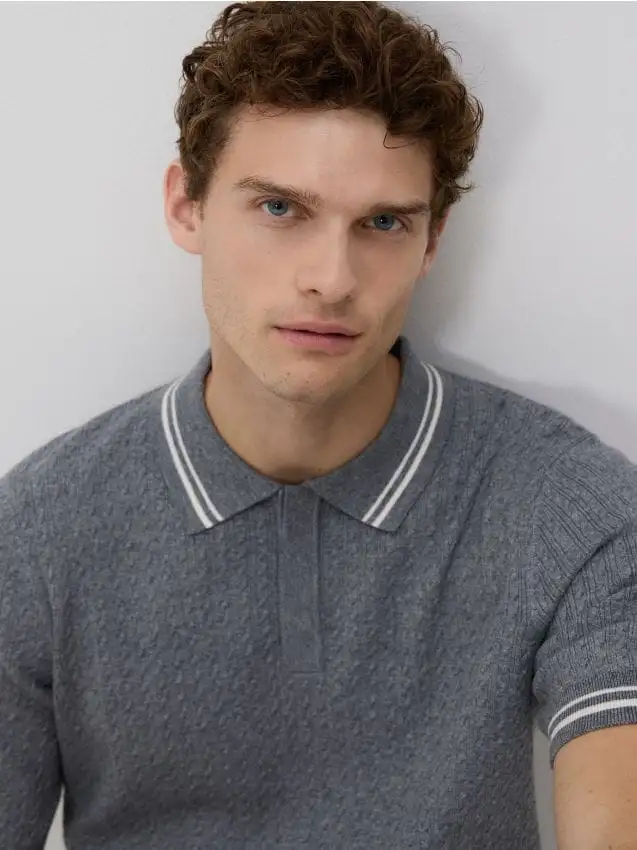 Maglione a polo con cotone Colore grigio scuro