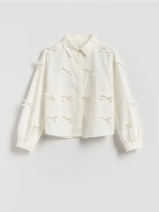 Camicia corta con fiocchi Colore panna