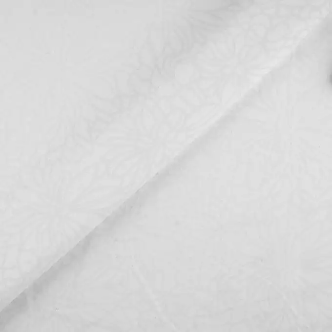 Tessuto voile di cotone bianco fiori