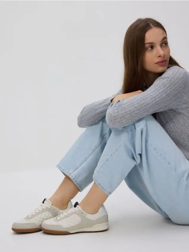 Sneakers in materiali misti combinati Colore bianco