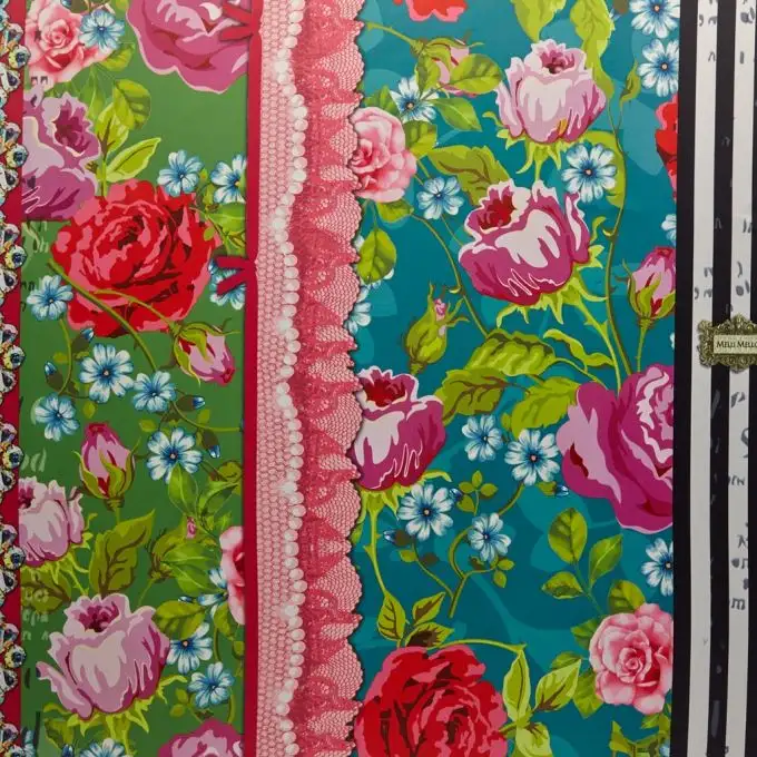 Tessuto oscurante rigato fiore Méli Mélo