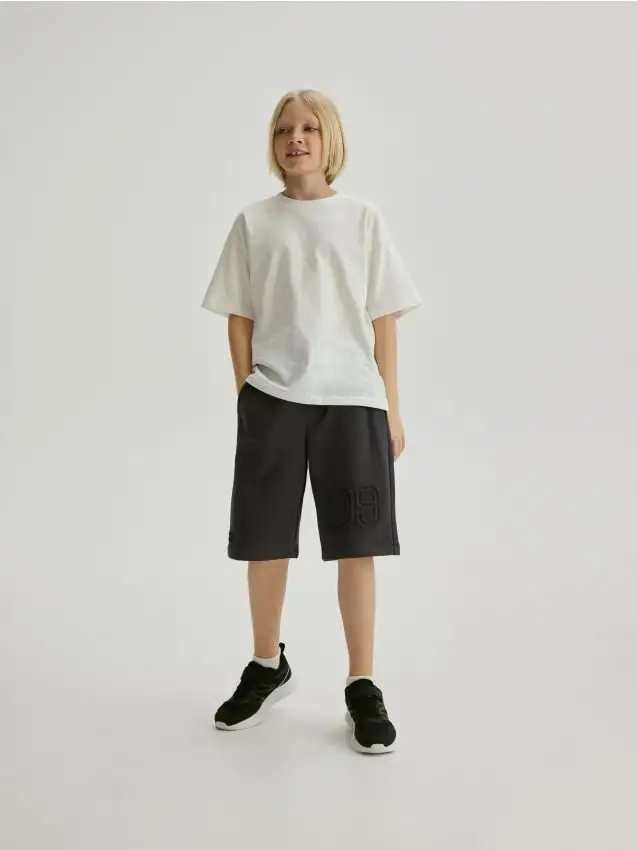 Shorts di cotone goffrato Colore grigio scuro