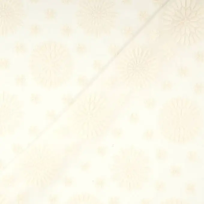 Tessuto velo ecru ricamato fiori