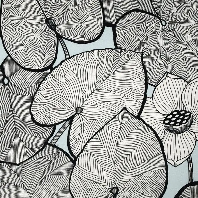 Tessuto cotone spesso ninfee