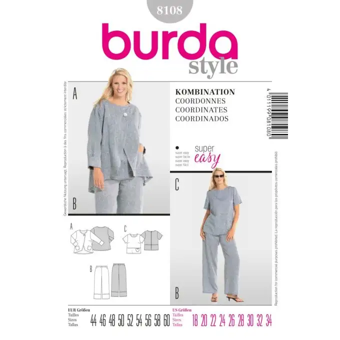 Modello burda 8108 completo