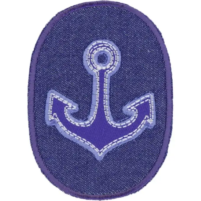 Ecusson ancora blu su fondo jeans