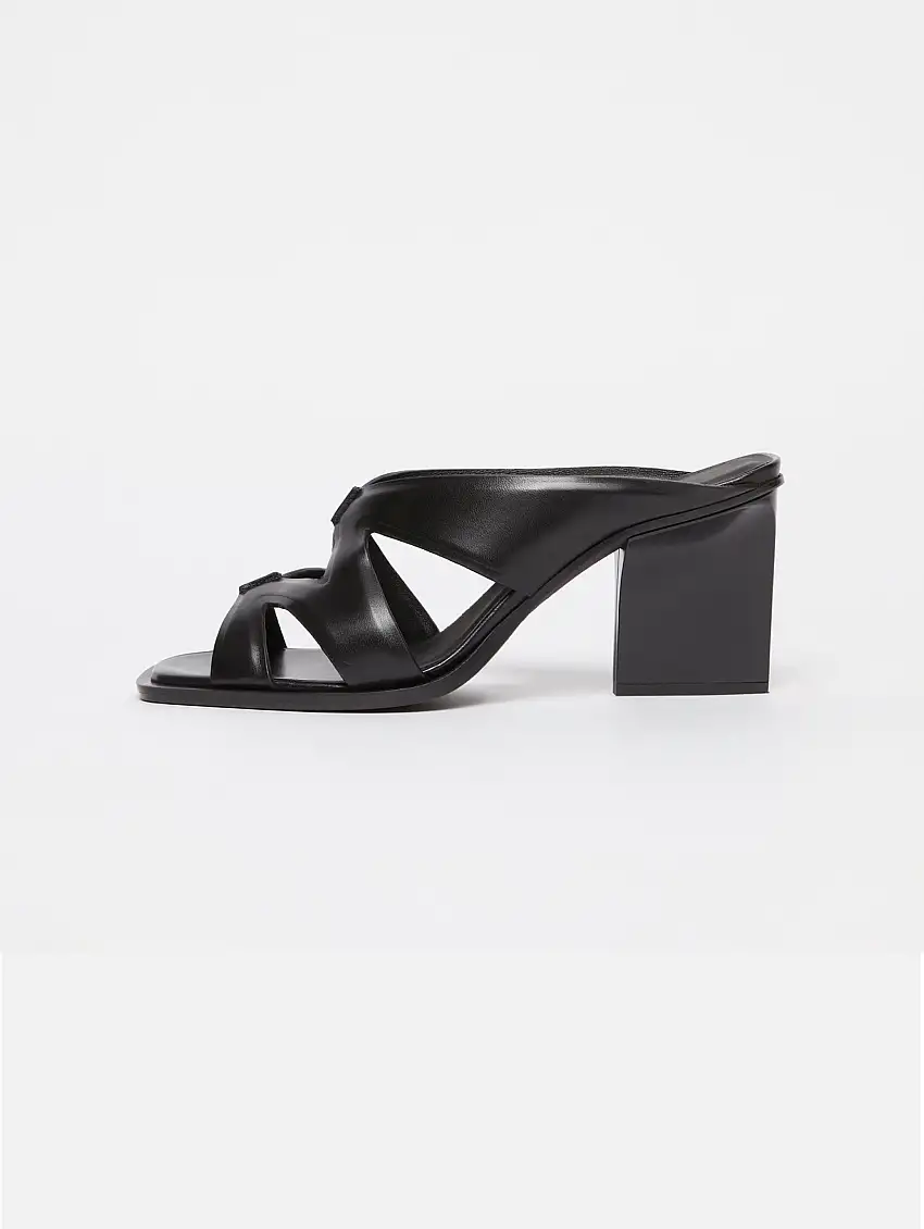 Sandalo Mule in Cuoio Nero