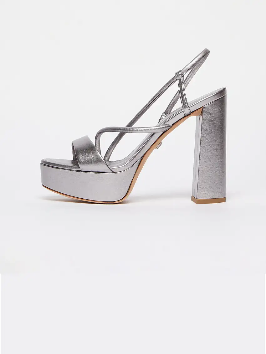 Sandalo in Nappa Laminata Argento