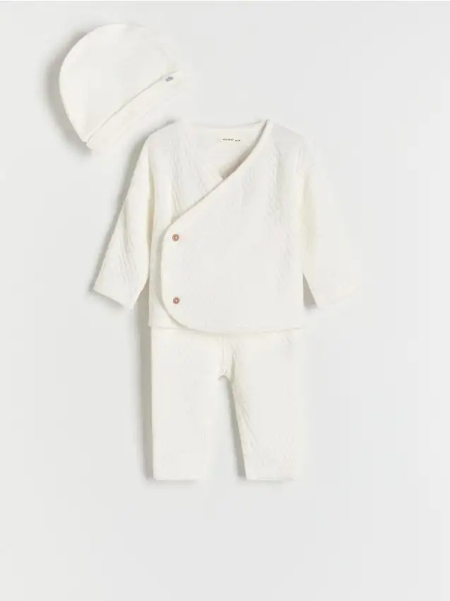 Set in cotone con cappello Colore panna