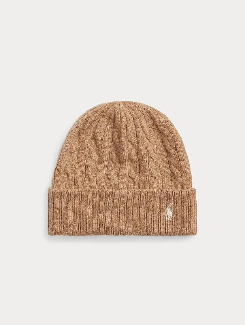 Cappello in Lana a Trecce Cammello