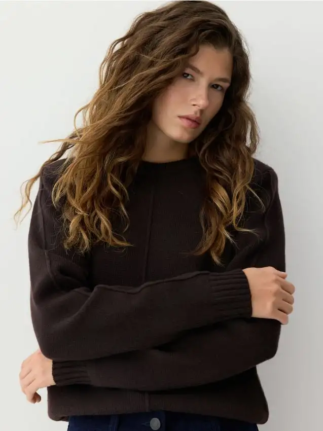 Maglione in lana merino Colore marrone scuro