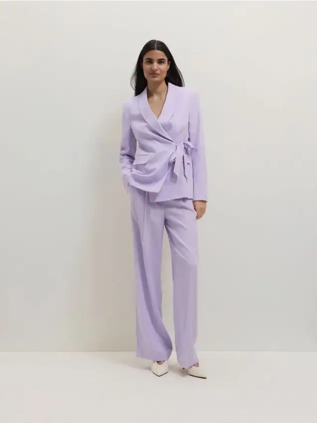 Pantaloni ampi con aggiunta di lino Colore lavanda