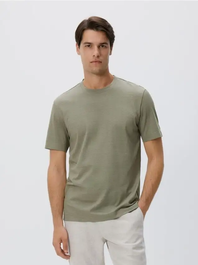Camiseta regular fit con cotone mercerizzato Colore verde chiaro