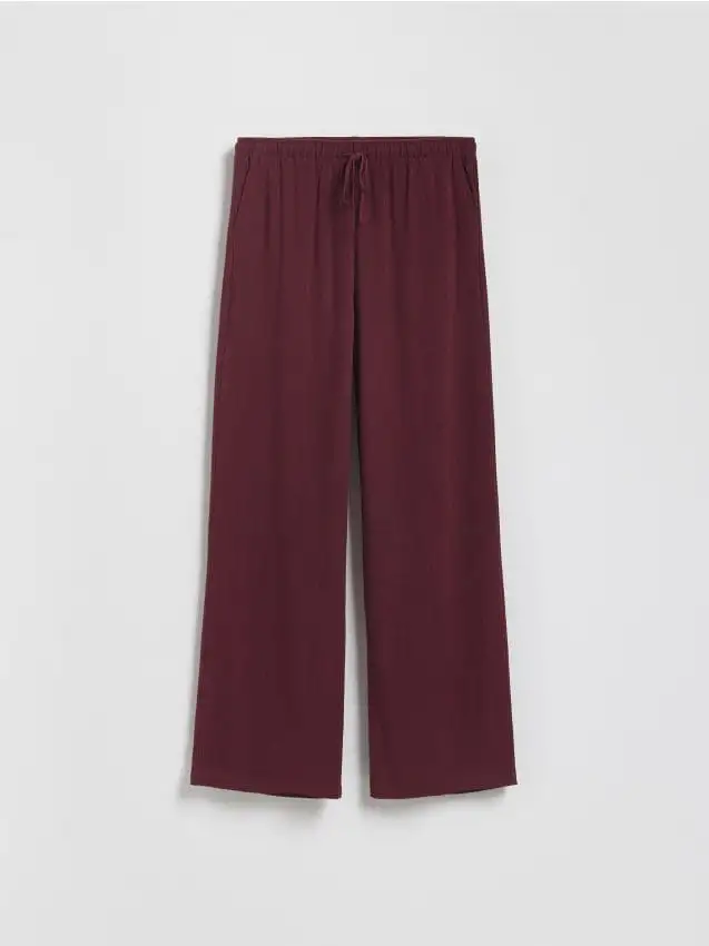 Pantaloni larghi in misto lino Colore maroon