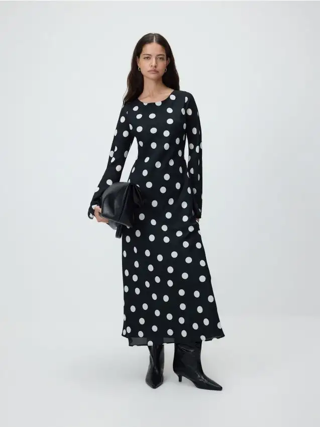 Abito maxi a pois Colore nero