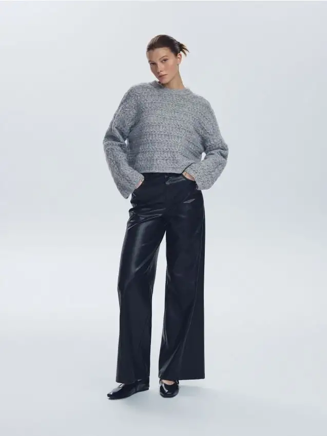 Maglione con maglia decorativa Colore grigio medio