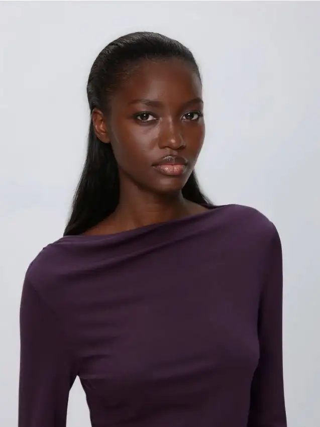 Maglia a maniche lunghe in modal Colore viola scuro