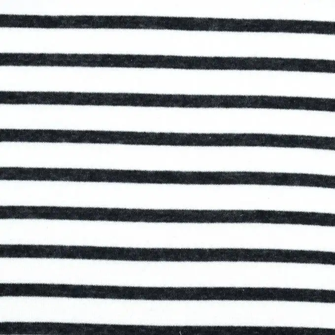 Tessuto felpato rigato bianco e blu navy