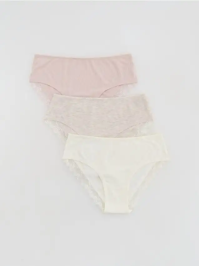 Confezione da 3 slip tipo bikini Colore rosa pastello