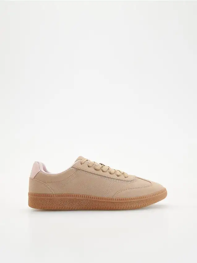 Sneakers effetto scamosciato Colore beige