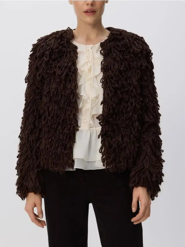 Cardigan con frange Colore marrone