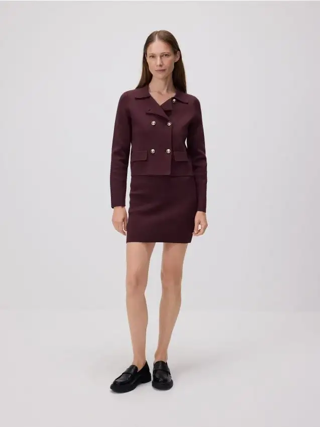 Cardigan con bottoni decorativi Colore viola scuro