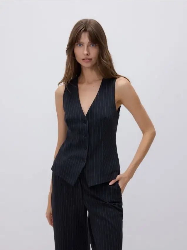 Gilet sartoriale con lino Colore grigio scuro