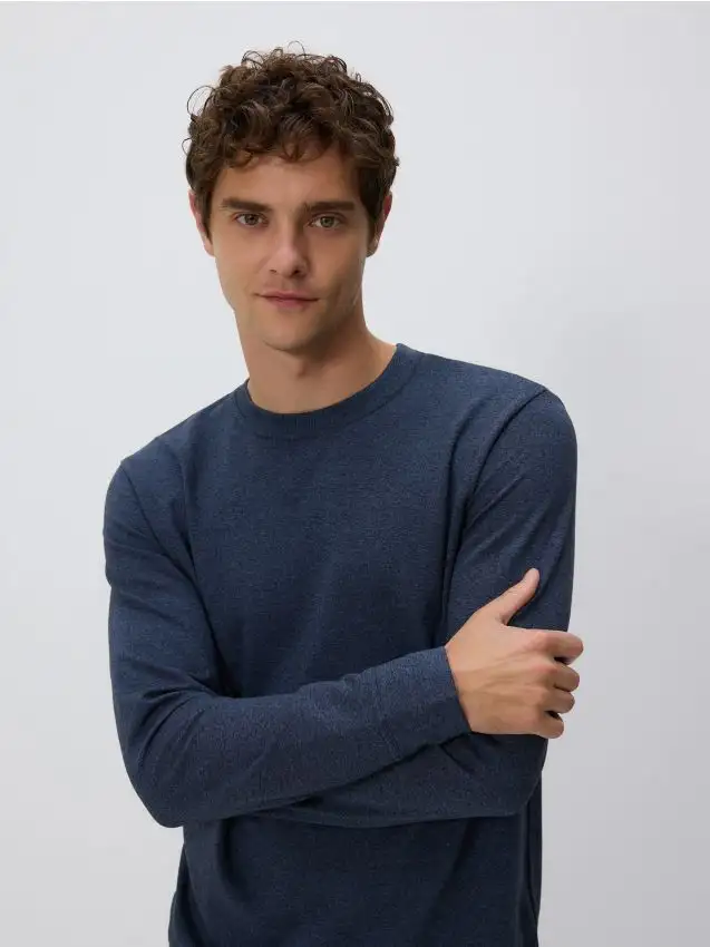 Maglietta a maniche lunghe regular fit Colore blu scuro