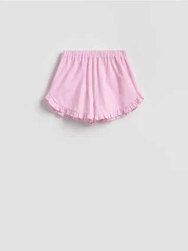 Pantaloncini in cotone con balze Colore rosa