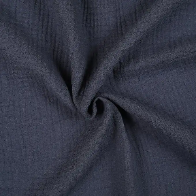 Tessuto doppia garza cotone Gaby blu scuro