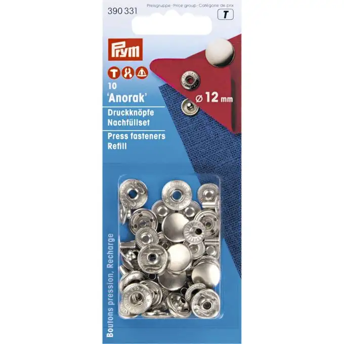 bottoni a pressione anorak 12 mm argento