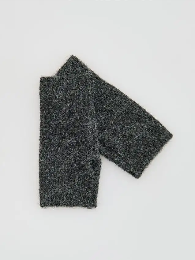 Guanti mezze dita in misto lana Colore grigio scuro