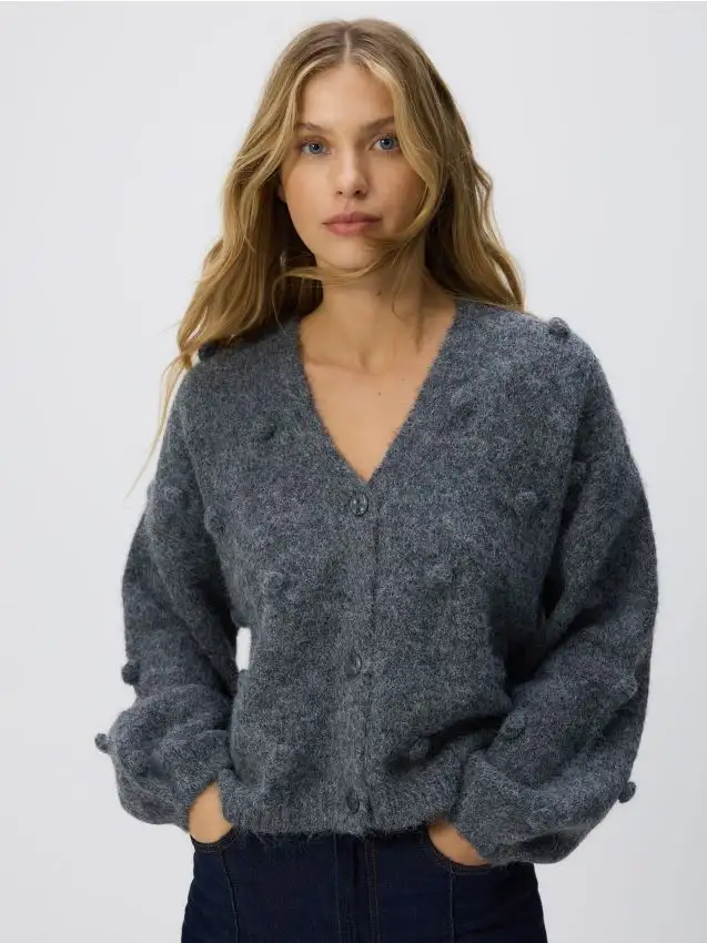 Cardigan con applicazioni Colore grigio medio