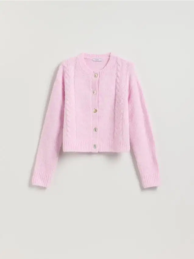 Cardigan con trama intrecciata Colore rosa