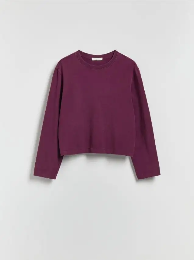 Maglia in cotone a maniche lunghe Colore viola scuro