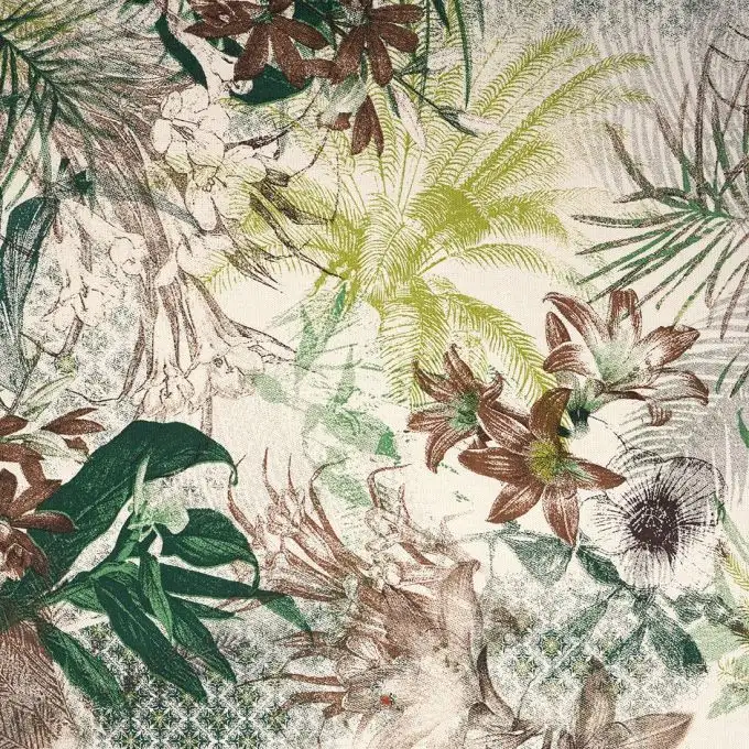 Tessuto bachette verde fogliame