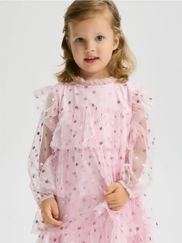 Abito in tulle con stelle Colore rosa pastello