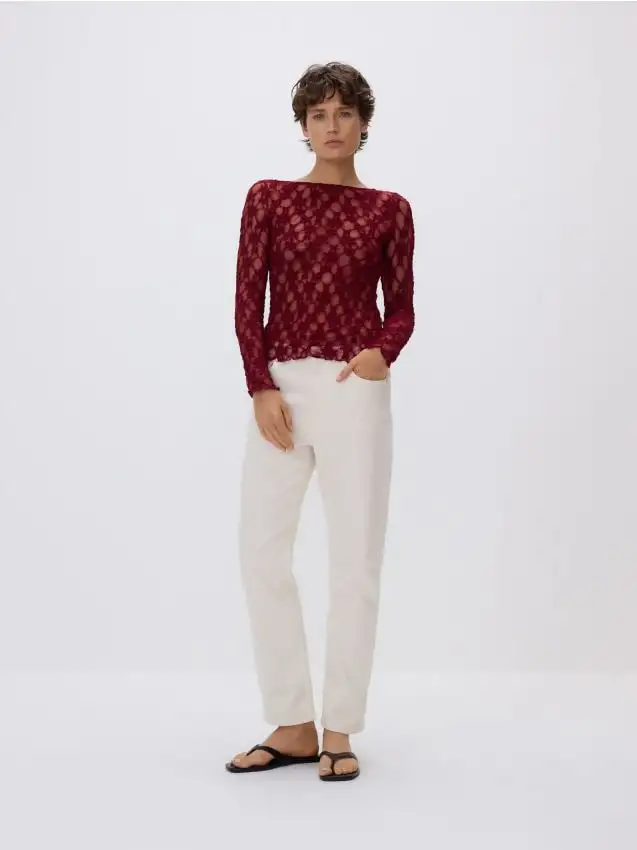 Blusa in pizzo Colore bordeaux