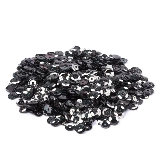Paillettes lustrini da cucire con un foro argento scuro 6 mm