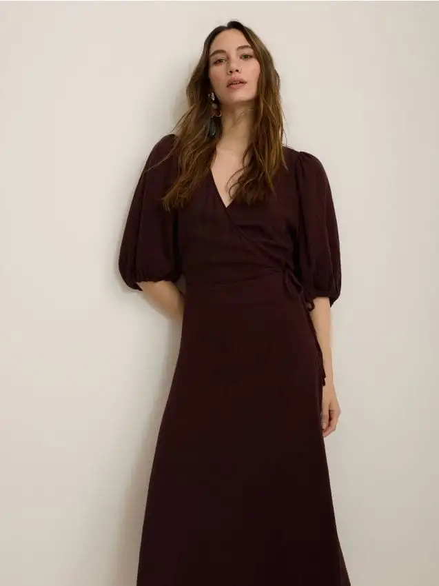 Abito midi in mussola Colore marrone