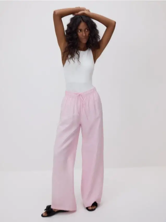 Pantaloni strutturati con laccio Colore rosa
