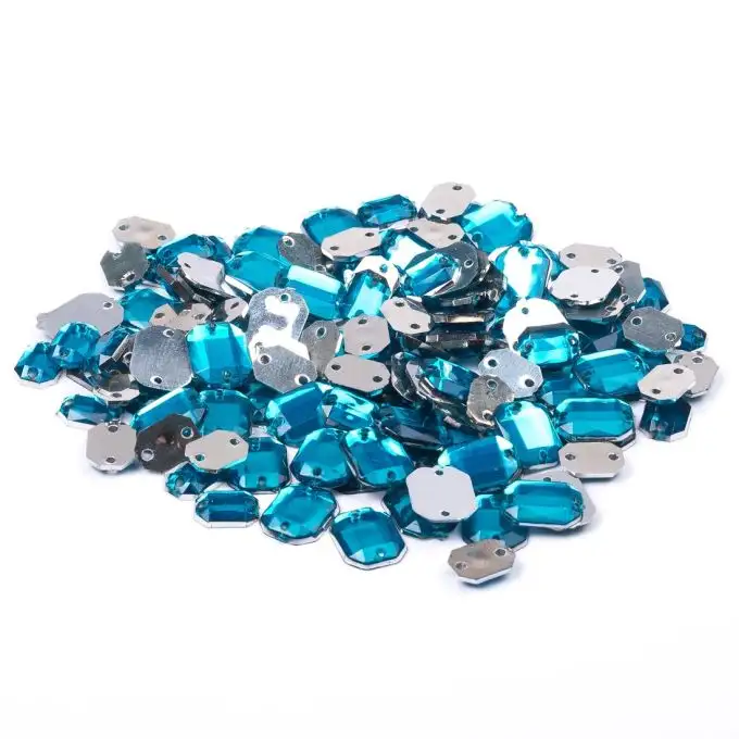 Paillettes rettangolari turchese da cucire 6x8mm e 8x10mm