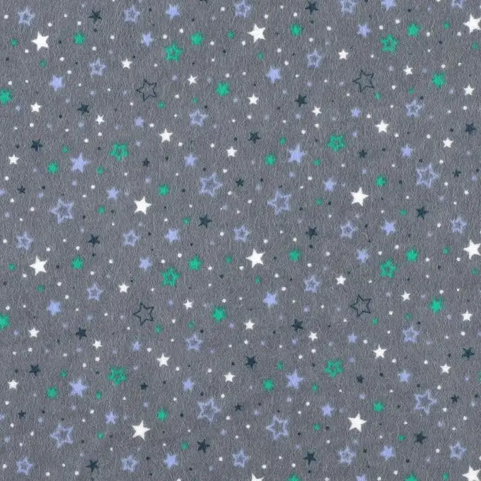 Tessuto flanella cotone stampato stella grigio scuro
