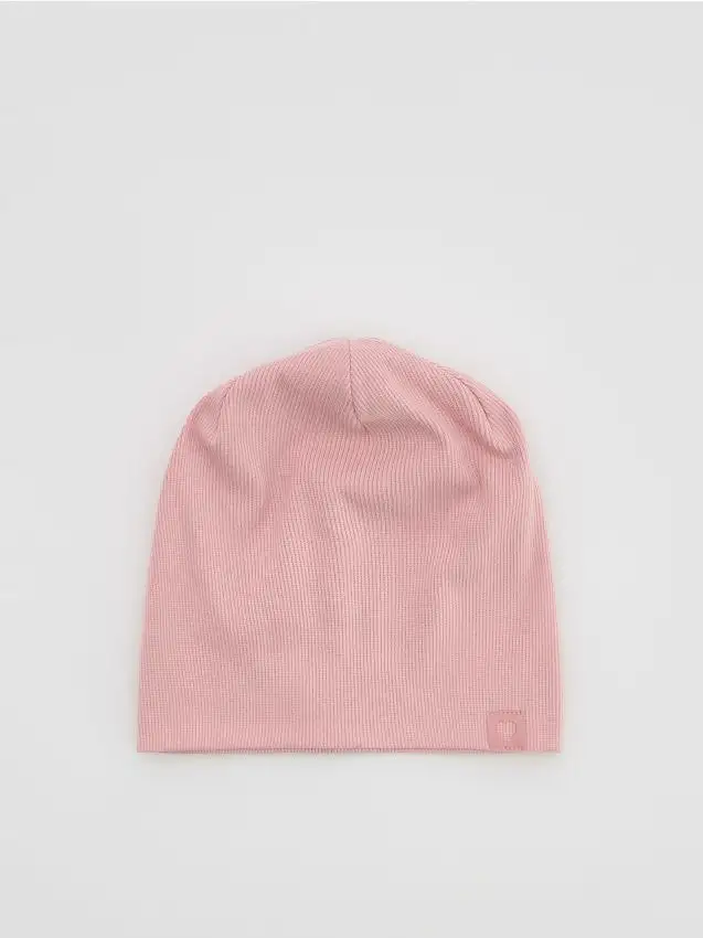 Cappello in cotone con toppa Colore rosa cipria