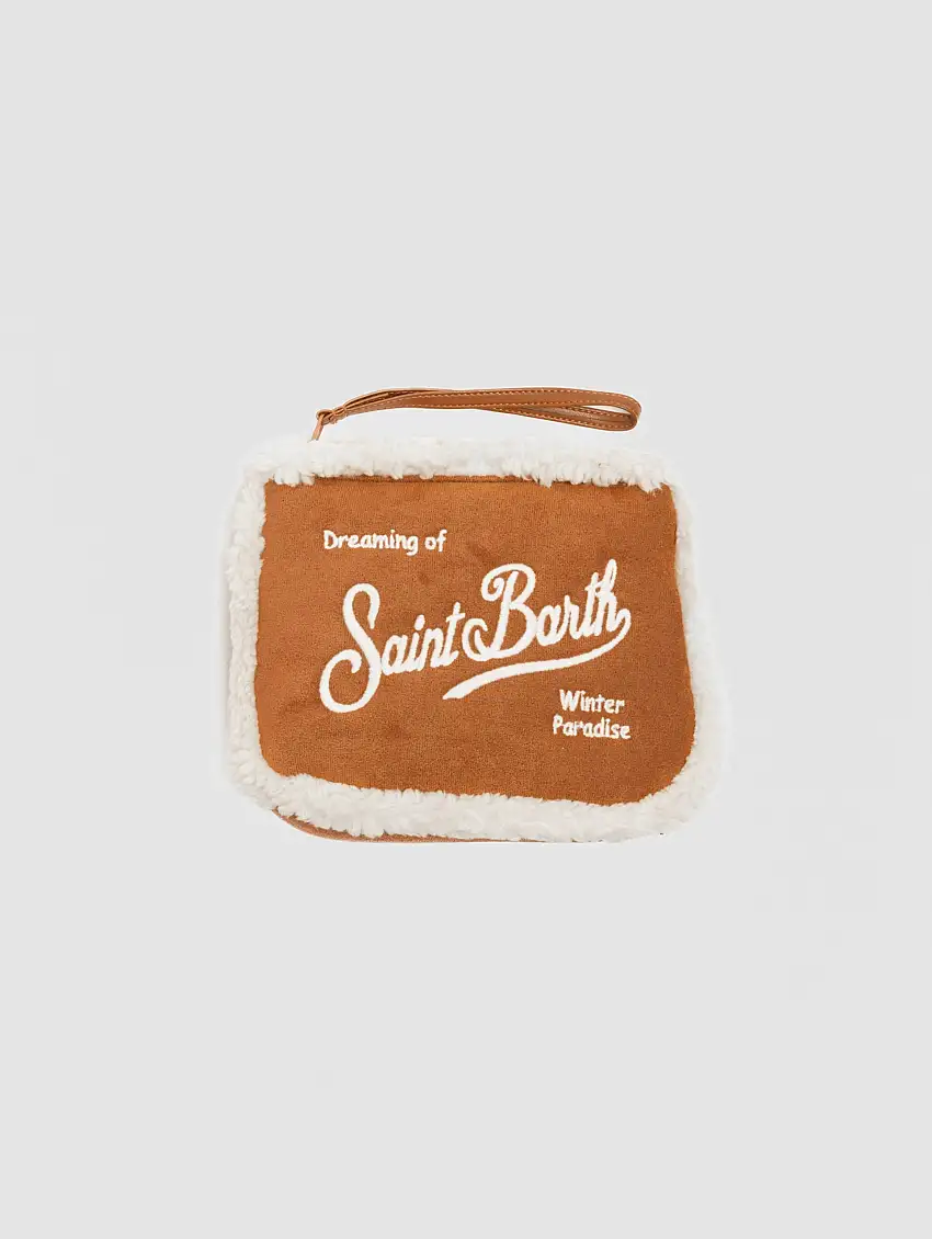 Pochette in Eco-Shearling Montone Marron
