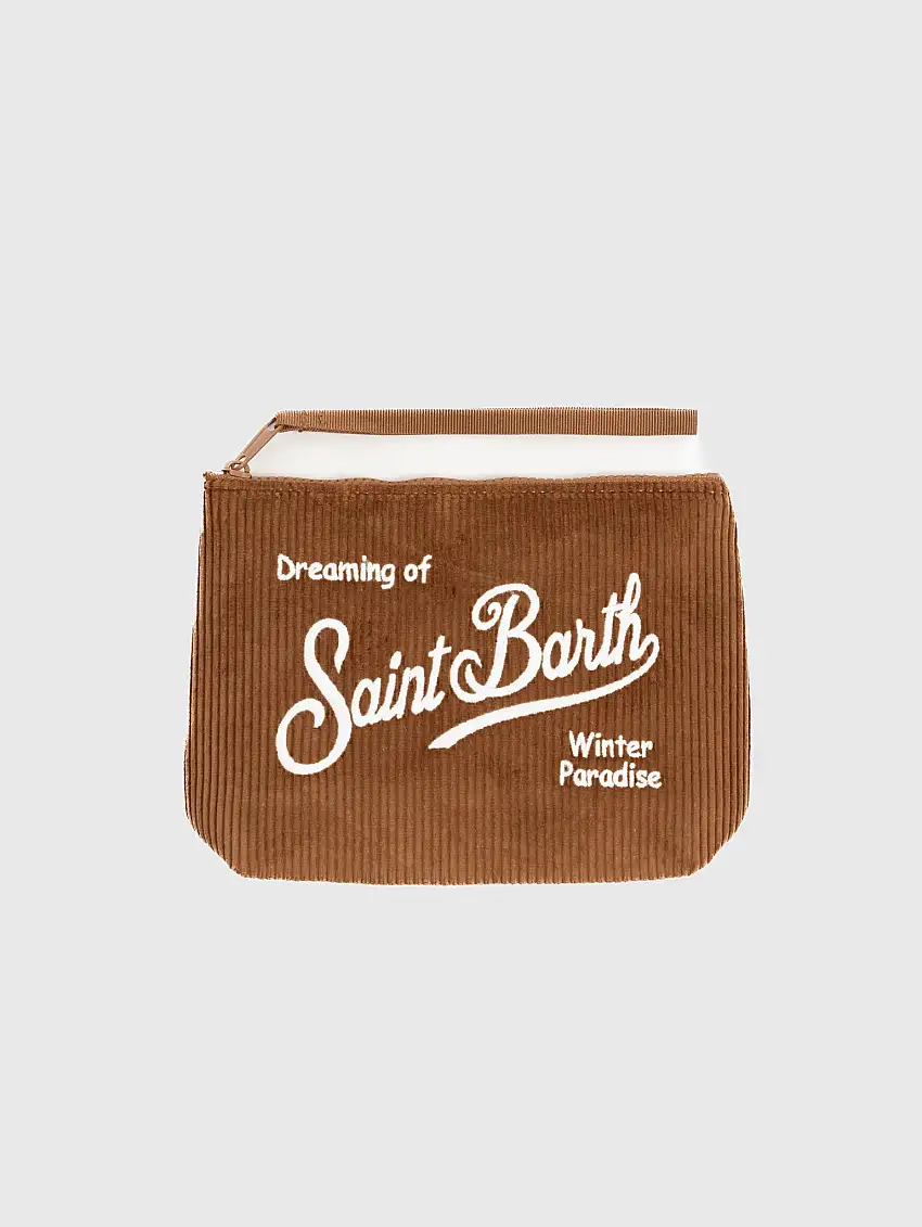 Pochette in Velluto a Coste Marrone