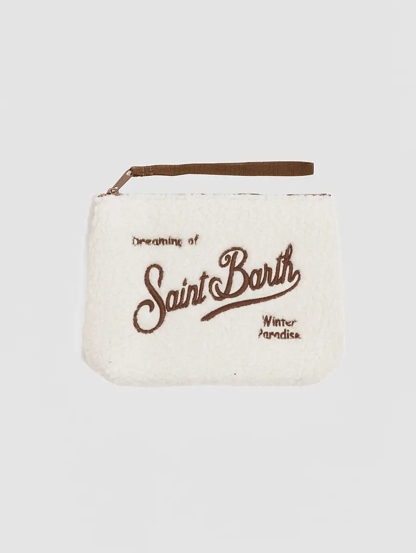 Pochette in Tessuto Sherpa Teddy Bianco