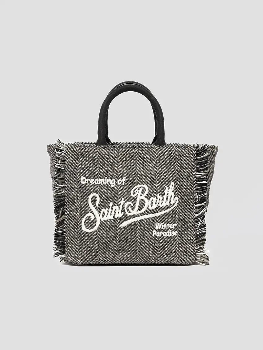 Borsa in Lana Motivo Spigato Mini Vanity Grigio